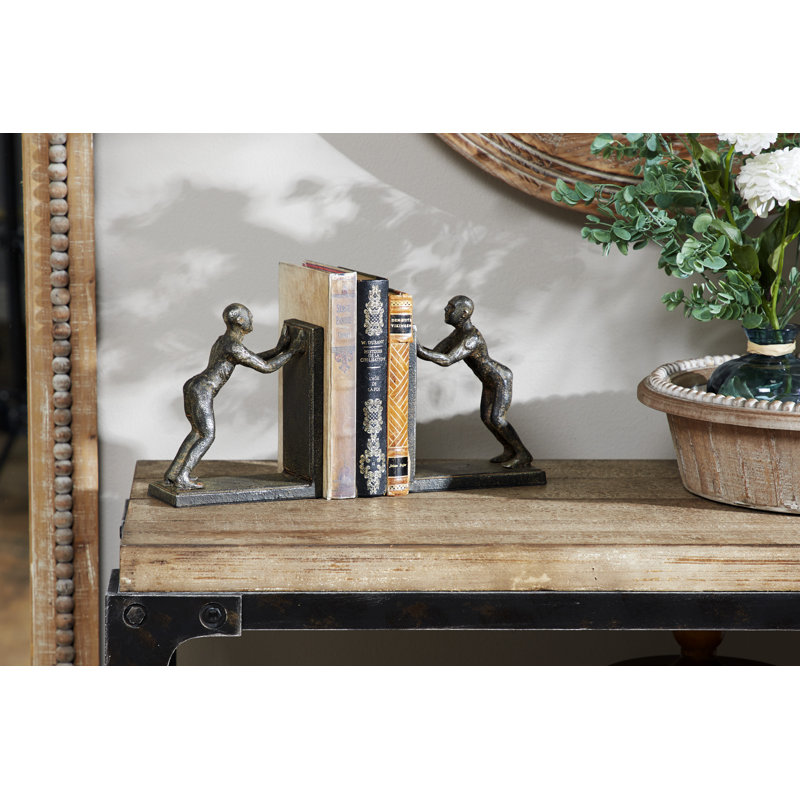 Red Barrel Studio® Human Figurines Pushing Metal Bookends Wayfair.ca